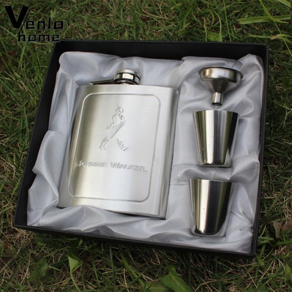 

7oz stainless steel hip flask embossed flagon flasks beer whiskey bottle portable alcohol travel drinkware wine cup 2020 q1222