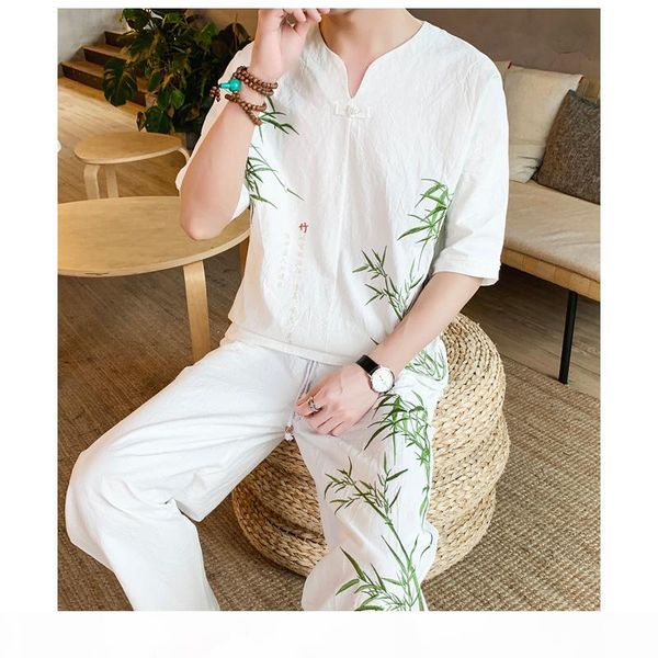

sinicism store bamboo embroidery tracksuit men 2019 mens summer linen sweatsuits male streetwear chinese vintage 2 piece sets, Gray