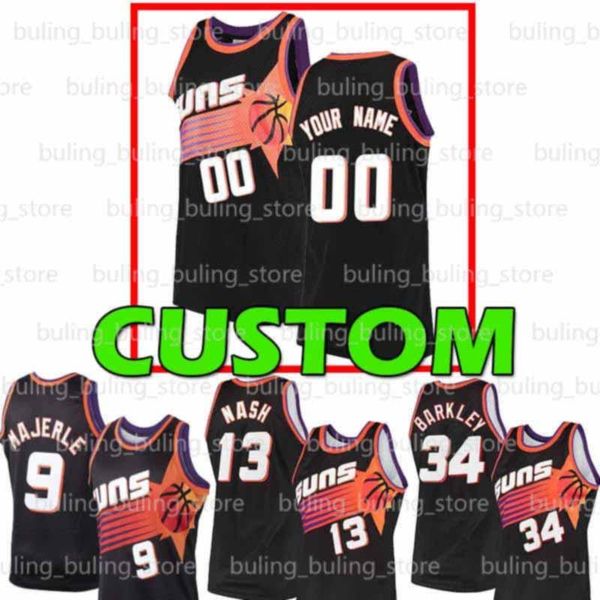 

пользовательское phoenix. солнце мужчины deandre 22 ayton dan 9 majerle shawn 31 marion cameron 23 johnson chris devin paul booker баскетбол, Black;red