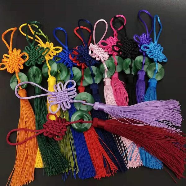 

5pcs green jade piece chinese knot tassels silk fringe diy home textile garment jewelry flower crafts tassel trim party gift h wmtzrq