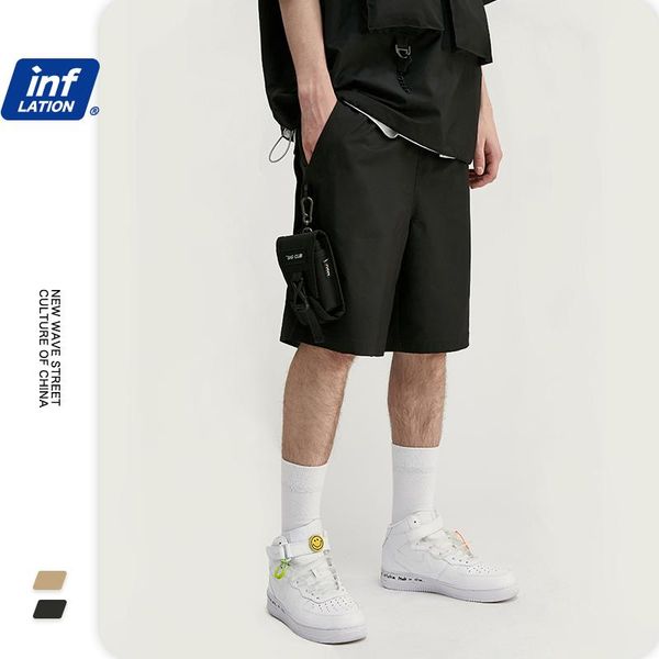 

inflation 2020 summer men's casual loose fit shorts summer mens shorts elastic waist male short polyester hombre 3030s20, White;black
