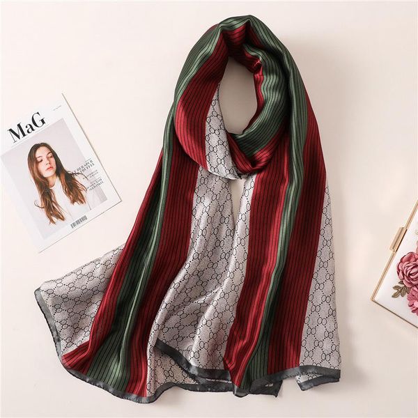 

scarves fashion print silk scarf shawls women wraps bandana 180*90cm, Blue;gray