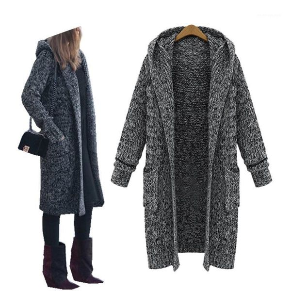 

womens long knited cardigan outcoat new female casual hooded swatater open front winter warm sweaters harajuku solid streetwears1, White