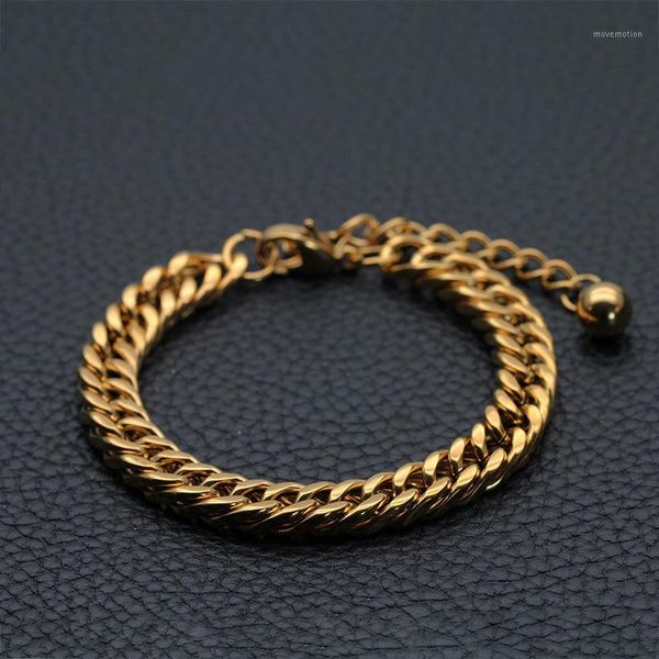 

bead gpld chain bracelets mens stainless steel cuban link charm chain on hand punk hip hop gifts for man accessories wholesale1, Black