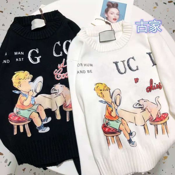 

gc white autumn/winter 2020 new fun illustration printing joker cute loose age-reducing sweater women h1211, White;black