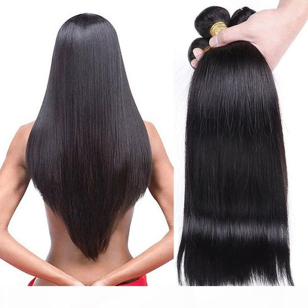 

brazilian straight human hair 3 bundles brazilian virgin hair weave unprocessed natural color virgin human hair extensions, Black