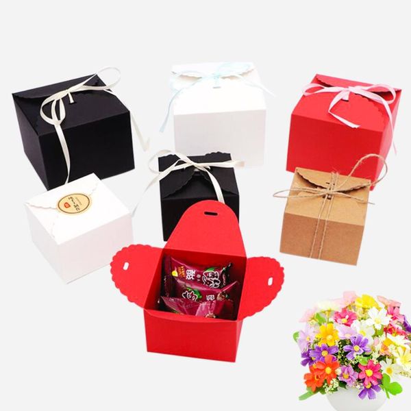 

5pcs candy gift bag carton boxes diy baking cake box snack cookies containers case wedding bags party holiday favour