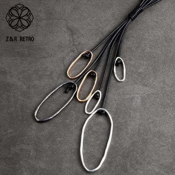 

pendant necklaces necklace long fashion jewelry for women rope chains metal female gifts neck chokers & pendants suspension collar 2021, Silver