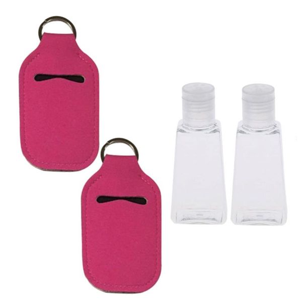 

1 set empty travel bottle hand sanitizer bottle holder with keychain carriers gxmc