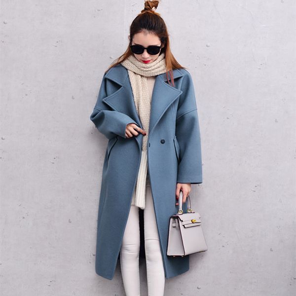 

2020 mode women new 10% wool and 90% jacket lady of office x long coats trademark nkfc, Black