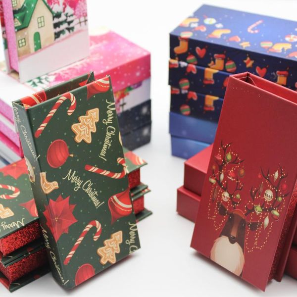 

2021 new arrived christmas box 10/20/30/50/100 pieces package lash cases bulk empty eyelash packaging makeup marry christmas