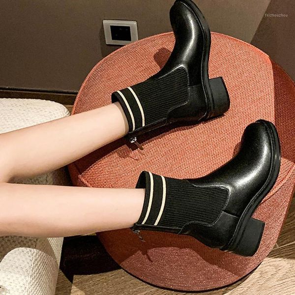 

2020 new fashion woman long bootsthick bottom elegant boots autumn comfortable shoes1, Black