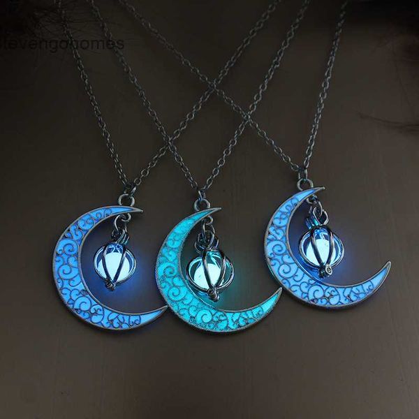 

selling necklace luminous moon pumpkin pendant, Silver