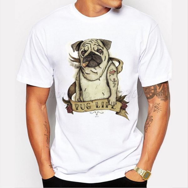 

мопс жизнь ретро printed vintage style с коротким рукавом повседневная tops мопс ношение очки дизайн животных собаки тройника способа толсто