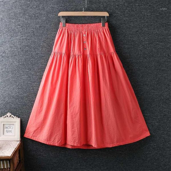 

2020 new summer artistic hipster elastic waist cotton and linen skirt loose skirt women1, Black
