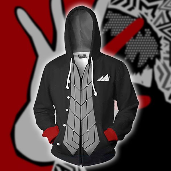 

goddess sweatshirt sweatshirtcoat sweatshirtyiwen record 5 fushan run animation cos 3d printing zipper cardigan hooded sports sweater coat k, Black