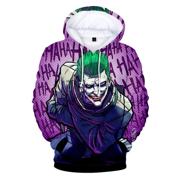 

new haha joker funny 3d halloween crazy smile pullover hoodies men/women long sleeve autumn sweatshirts brand loose boys coat, Black