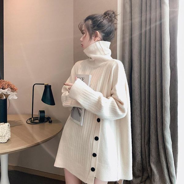 

6 colors thick warm knitted sweater women autumn winter plus size loose turtleneck pullover keep warm jumper for female1, White;black