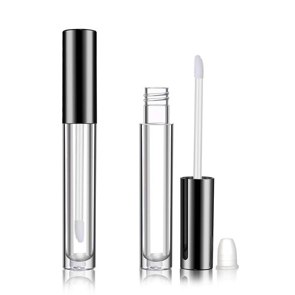 

hip 50pcs 10ml lipgloss tube diy lipstick clear beauty packaging mascara tubes with black caps