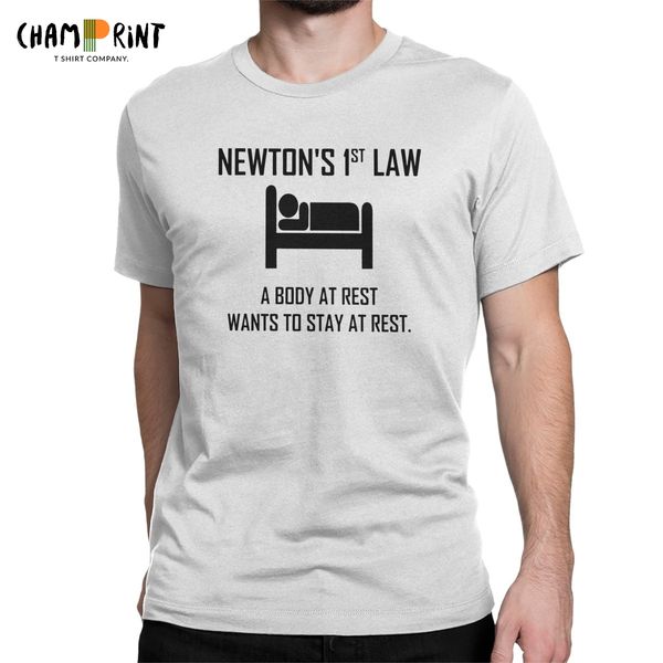 

sport newton's first law funny physics joke men t shirts geek science vintage tees short sleeve crewneck t-shirt plus size clothes