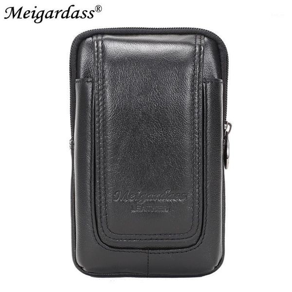 

2020 genuine leather vintage waist packs men travel fanny pack belt bum male waist bag 5.5'' cell phone pouch coin purse wallet1