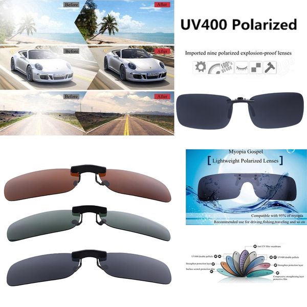 

1pc night vision clip-on flip-up lens sunglasses polarized glasses anti-uv 400 motorcycle driving for women & men
