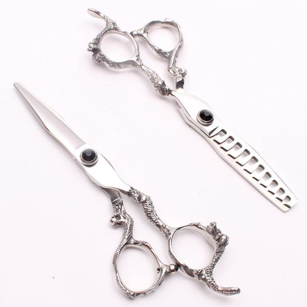 

6'' 17.5cm jp 440c black stone customized logo professional hair scissors hairdressing scissors salon hair styling tool c9006