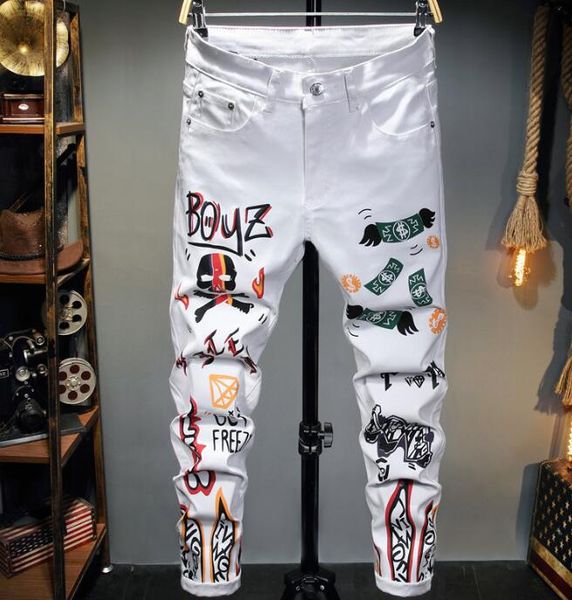 

21ss men's brand designers jeans distressed ripped slim fit biker denim pants mens leisure fashion jeans a3, Blue