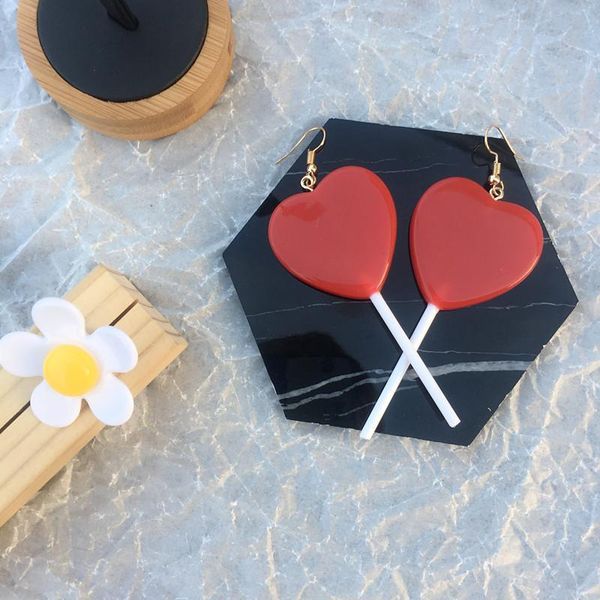 

cute candy lollipop pendant heart exaggerated trend style woman girl jewelry gift earings fashion jewelry women earrings, Silver