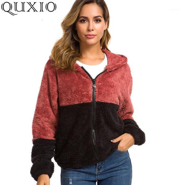 

casual hooded women wool blends 2020 plus size elegant plush autumn winter warm coats streetwear ladies short overcoats mtb0211, Black