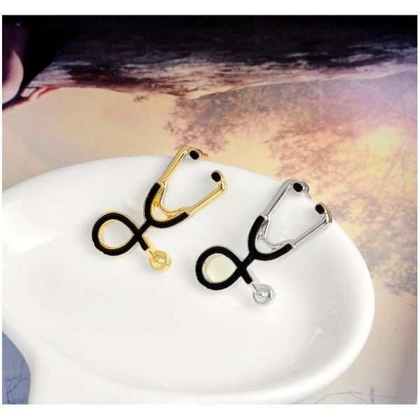 

fashion 2 color stethoscope brooch pins nurse jewelry silver & gold medical jewelry doctor nurse gift medica sqctsx new_dhbest, Gray