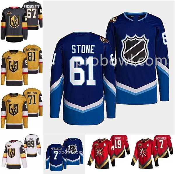 

61 mark stone vegas golden knights 2022 all-star jersey jack eichel alex pietrangelo robin lehner max pacioretty william karlsson smith chan, Black;red