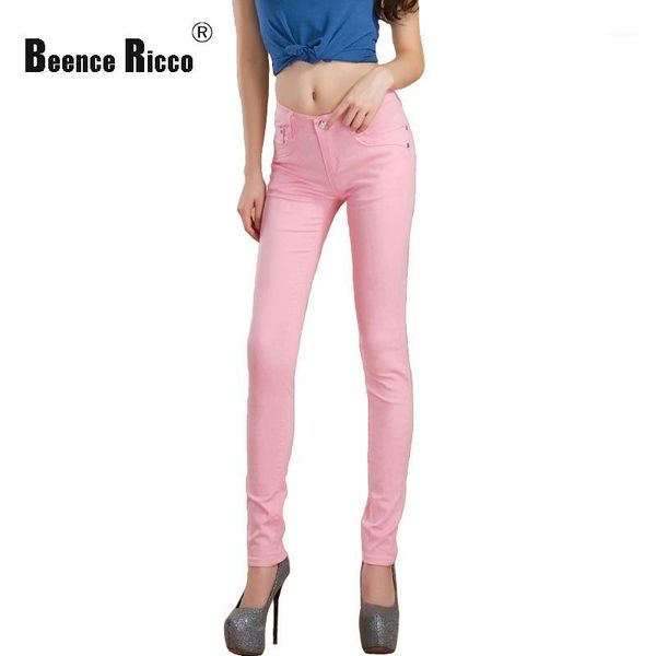 

spring women jeans denim cotton low waist plus size slim pencil pants pink elastic skinny long summer autumn trousers femme w1161, Blue
