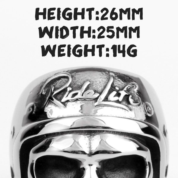 

rider life skull biker gothic moto men rings punk hip hop for boyfriend male stainless steel jewelry creativity gift wholesale wmtnqt, Bronze;silver