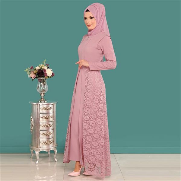 

slim fit elegant muslim dress maxi dubai solid floor length abaya long sleeve dresses without hijab, Black;gray