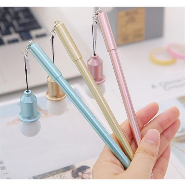 

1pc light bulb gel pen including battery creative neutral pen 0.38mm 4colors multifunctional school jllmyb eatout
