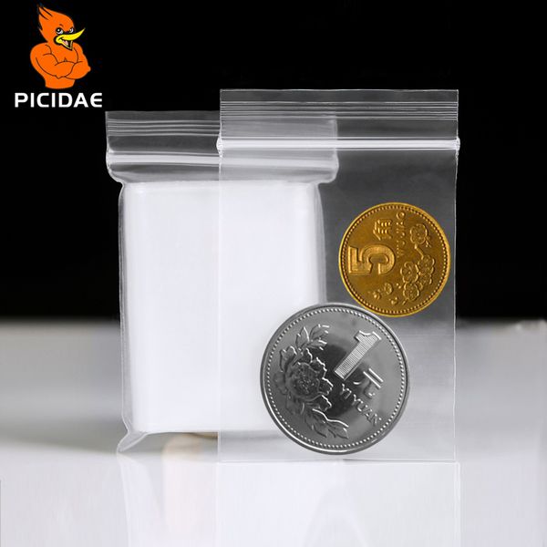 Trasparente Mini miniatura Zip Lock Grip sacchetto di imballaggio in plastica Cibo Candy fagioli gioielli richiudibile PE spesso autosigillante piccolo pacchetto 201021