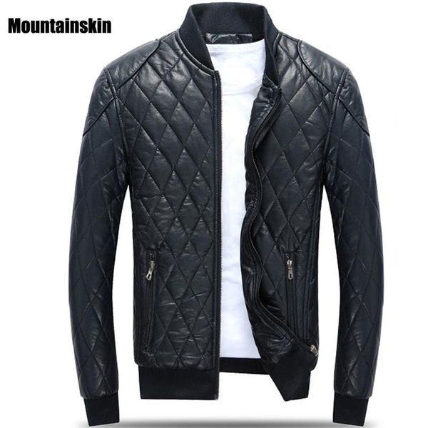 

winter new men's pu leather jacket stand collar thick warm clothing slim fits male parkas fashion motorcycle leather coats sa134, Black