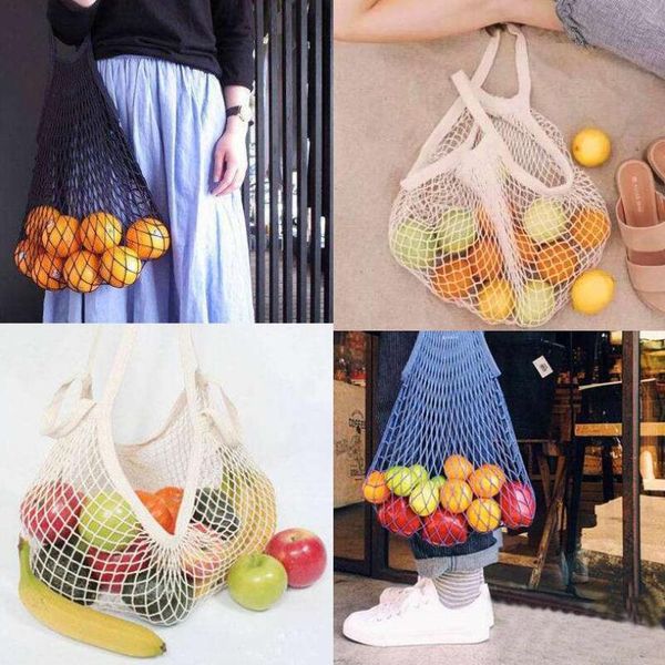 

pink reusable grocery produce bags cotton mesh ecology market string net shopping tote bag kitchen fruits vegetables hanging bag nwe2001