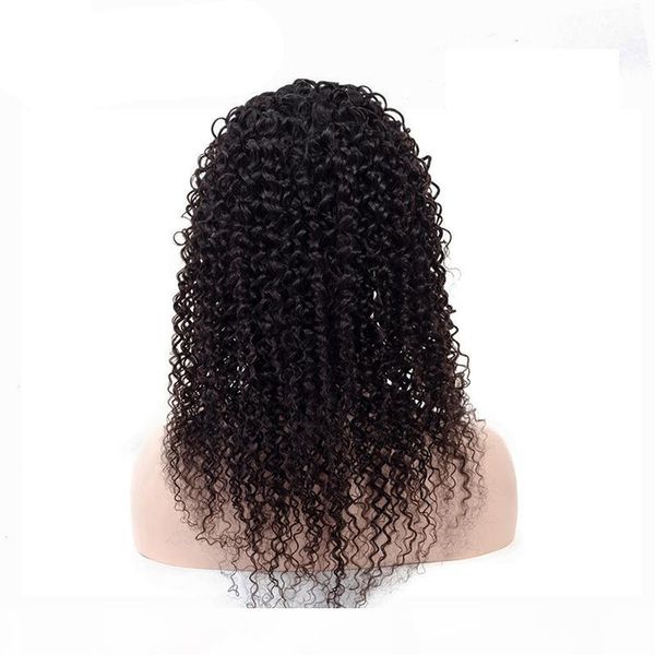 

дешевое kinky завитых lace front 4 * 4 закрытия париков для афро-американских женщины бразильского завитого virgin человеческих волос парик, Black