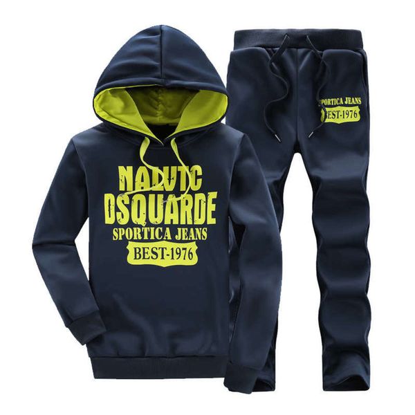 

men's spring new style hooded sweater leisure sports suit two pieces for lovers, Gray