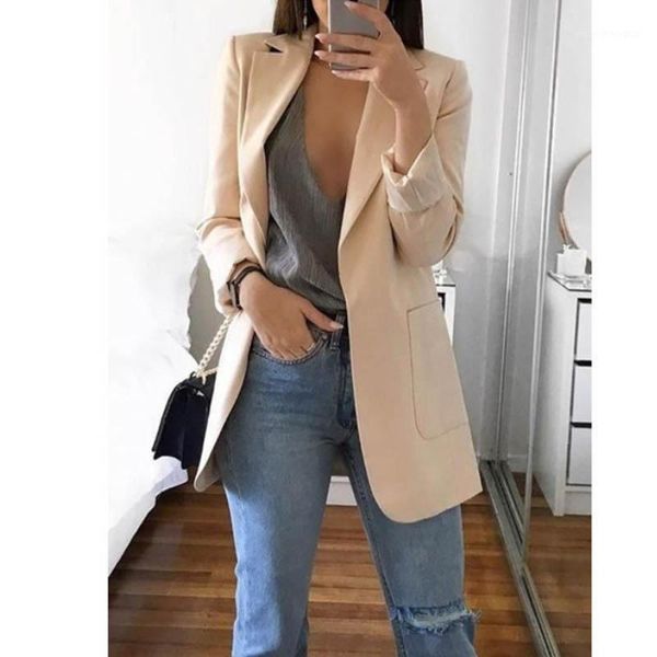 

women's jackets coat female 2021 autumn casual women's slim long sleeves turn down collar temperament cardigan mid solid1, Black;brown