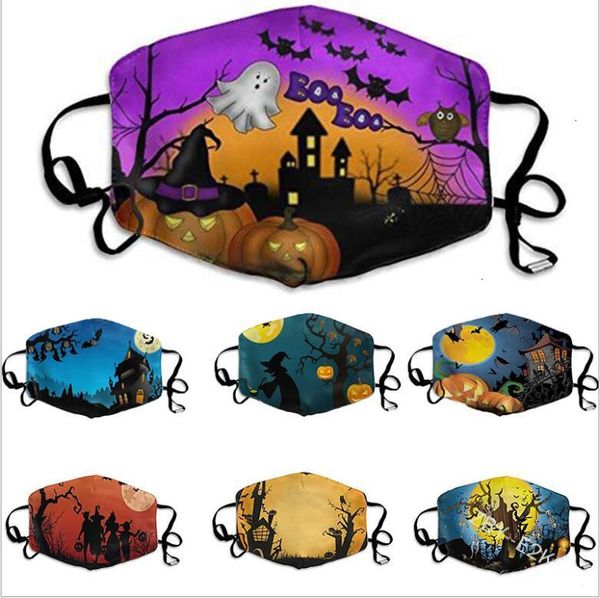 

halloween partterns teen face mask adults adjustable cotton print mouthe covers anti dust windproof party cosplay wears props