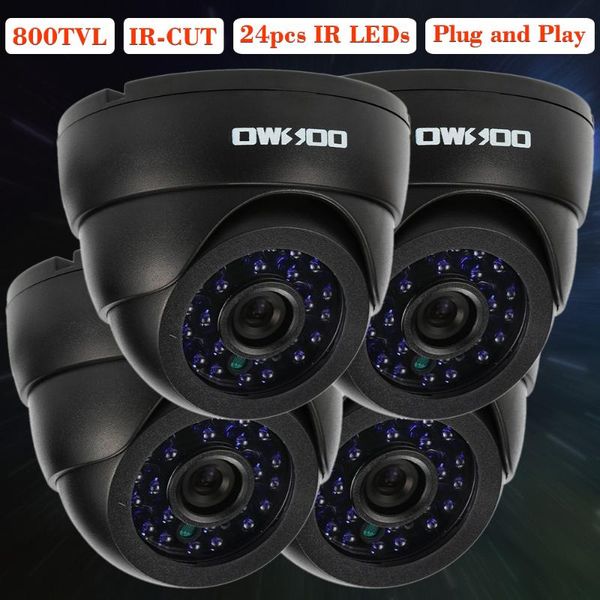 

owsoo 800tvl cctv security surveillance kit 4*indoor camera + 4*60ft cable 3.6mm 24leds ir-cut night view plug and play