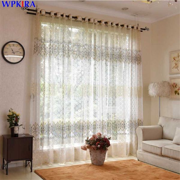 

modern burnout tulle curtain for living room romatic sheer curtain bedroom window door drape panel volie fabric 1pc w-zh032#30