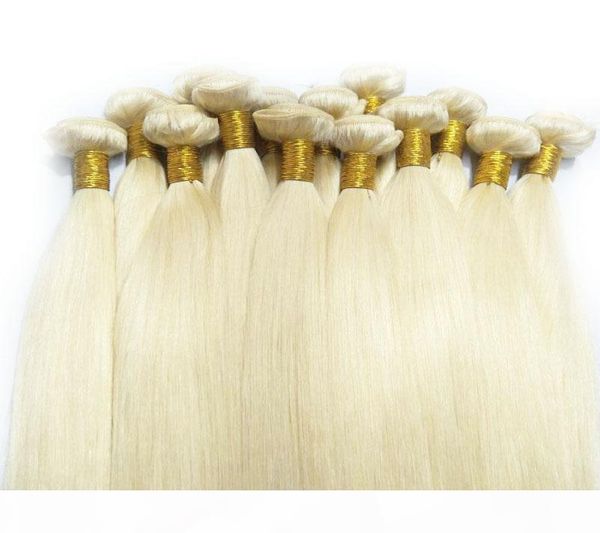 

platinum blonde color 60# straight weft human hair 95-100gr piece & 3pcs lot, dhl, Black
