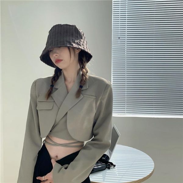 

women's suits & blazers crop solid notched neck jackets hipster fashion brand office lady ins spring fall ulzzang streetwear clothing c, White;black