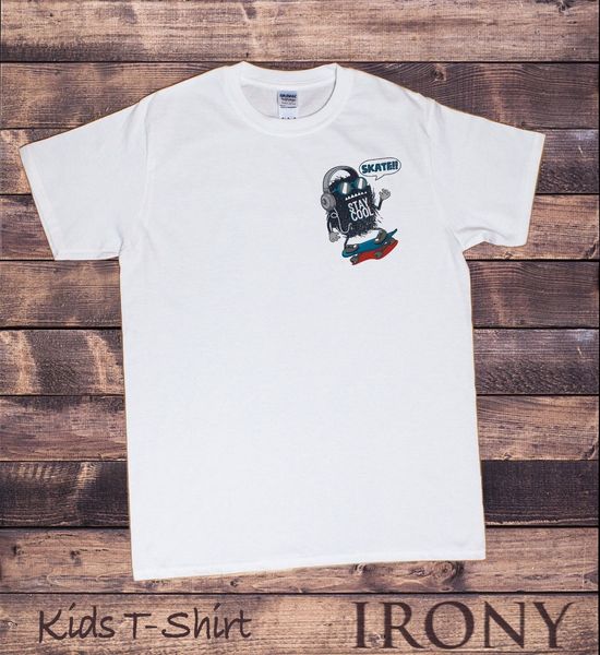 

new mens kids white t-shirt skateboard skate monster funny skate pocket print kds562 tee shirts sport hooded sweatshirt hoodie