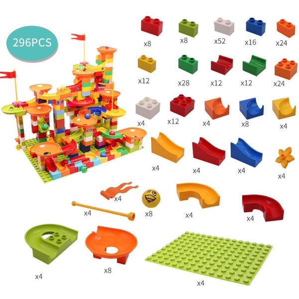 

21 styles marble race run compatible duploed city building blocks big size diy funnel slide blocks bricks toys for children gift yxlshc