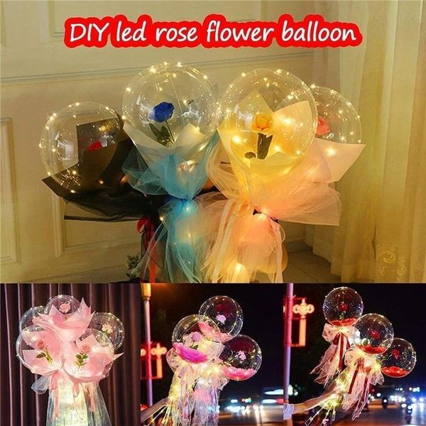 

led balloon light led luminous bobo ball flashing light rose bouquet rose valentines day gift balloons for birthday party